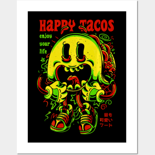 Happy Tacos Funny Taco Japanese Anime Posters and Art